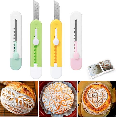 أداة تسجيل عجينة الخبز من XANGNIER، 4 قطع من أداة تسجيل الخبز العجين المخمر، ماكينة صنع الخبز للخبز المنزلي مع كتيب أنماط التسجيل in Kuwait