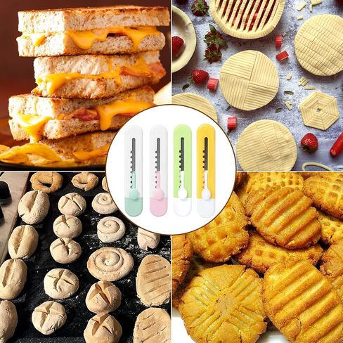 أداة تسجيل عجينة الخبز من XANGNIER، 4 قطع من أداة تسجيل الخبز العجين المخمر، ماكينة صنع الخبز للخبز المنزلي مع كتيب أنماط التسجيل in Kuwait