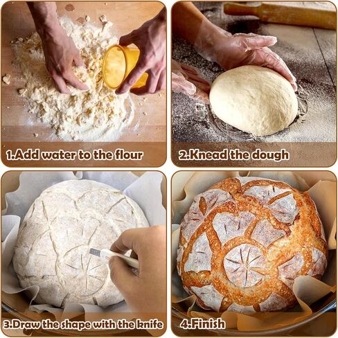 أداة تسجيل عجينة الخبز من XANGNIER، 4 قطع من أداة تسجيل الخبز العجين المخمر، ماكينة صنع الخبز للخبز المنزلي مع كتيب أنماط التسجيل in Kuwait