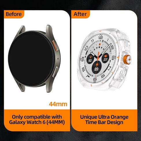 Ultra Case Compatible for Samsung Galaxy Watch 6 Screen Protector Case 40mm Accessories, [Turn 40MM into Ultra Seamlessly],Anti-Scratch Lightweight Bumper Case Cover (Black, Watch6/40MM) in Saudi Arabia