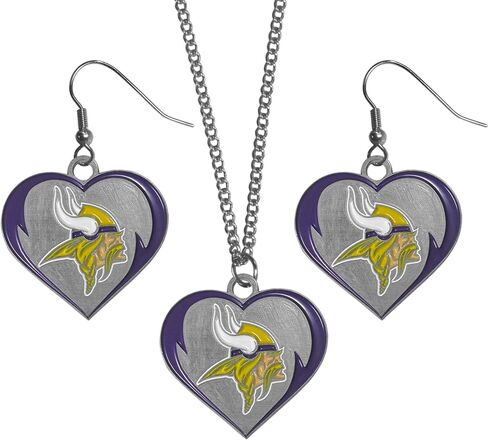 Siskiyou Sports NFL Minnesota VikingsHeart Earrings and Necklace Set, Team Colors, One Size in Saudi Arabia