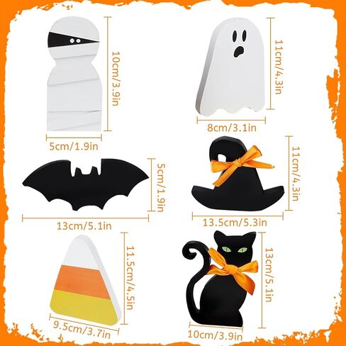 Halloween Decorations Indoor for Black Cat: 6 PCS Wooden Tiered Tray Decor on Table - Home Centerpiece Display on Mantel in Saudi Arabia
