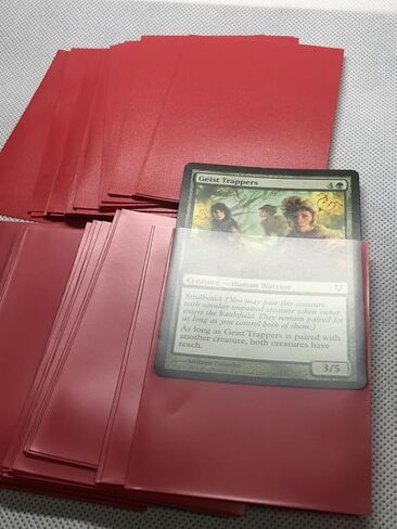 Red Matte Card Sleeves for MTG, 600 Pieces Perfect Fit Standard Card Sleeves for Trading Card Sports Cards Baseball Cards TCG Magic, Card Protector for Mini Photo, Sturdy and Nice Shuffling in Kuwait