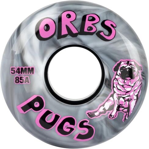 مرحبًا بعجلات التزلج Orbs Pugs، أسود/أبيض، 54 مم 85A in Saudi Arabia