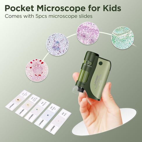 LAKWAR's Pocket Microscope for Kids Adults, 60x-120x Portable Handheld Microscope with 5 Microscope Slides, Mini Microscope for Kids Students Adults Science Lab Education (Blue&Orange) in Saudi Arabia