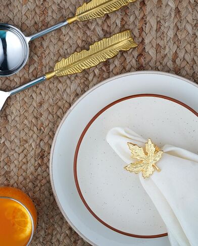مجموعة حلقات المناديل مكونة من 12 حامل مناديل ورق ذهبي لحفلات الزفاف والعشاء وطاولات الطعام وحفلات عيد الشكر وعيد الميلاد والخريف in Saudi Arabia