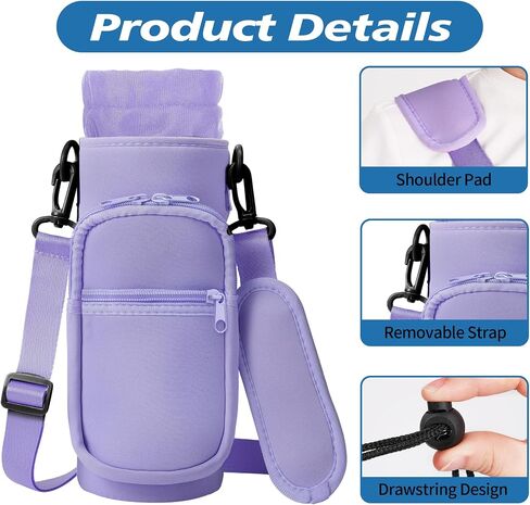 32 40 oz Water Bottle Carrier with Strap, Neoprene Water Bottle Sleeve Bag with 2 Pockets Insulated Flask Sling Holder for Walking Hiking Gym in Saudi Arabia