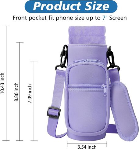 32 40 oz Water Bottle Carrier with Strap, Neoprene Water Bottle Sleeve Bag with 2 Pockets Insulated Flask Sling Holder for Walking Hiking Gym in Saudi Arabia