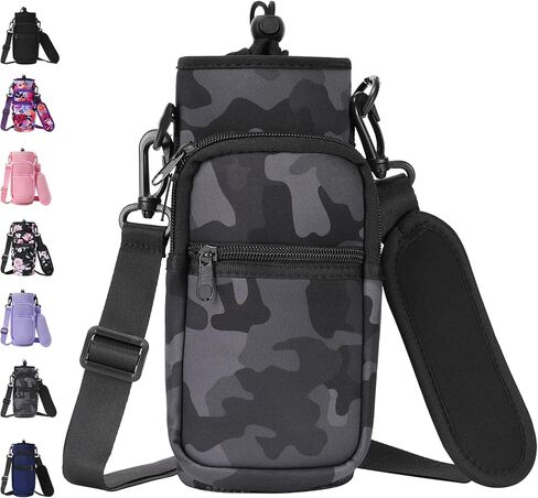 32 40 oz Water Bottle Carrier with Strap, Neoprene Water Bottle Sleeve Bag with 2 Pockets Insulated Flask Sling Holder for Walking Hiking Gym in Saudi Arabia
