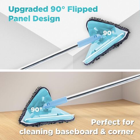 ممسحة تنظيف الحائط بمقبض طويل 85 بوصة، منفضة أدوات تنظيف اللوح مع 6 وسادات بديلة من الألياف الدقيقة من شانيل و2 فرشاة حوض البلاط لتنظيف الجدران المطلية والنوافذ والأرضيات والسقف in Kuwait