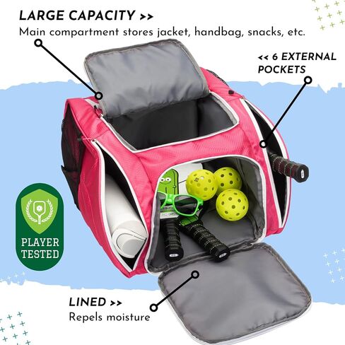 حقيبة ظهر Pickleball من شركة Big Dill Pickleball | حقيبة كبيرة لكرة البيسبول مع حجرة للأحذية تتسع لـ 8+ مجاديف كرة البيسبول وإكسسوارات كرة البيسبول، وحقائب كرة البيسبول مع جيب معزول in Saudi Arabia