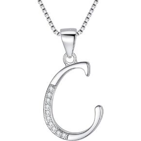 EleQueen Initial Necklace 925 Sterling Silver CZ 26 Letters Alphabet Pendant Bridal Necklace for Women Girls, Valentine's Day/Mother's Day/Christmas Jewelry Gift for Wife/Mom