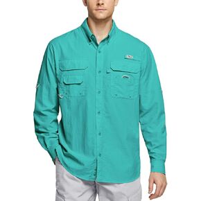 قميص صيد الأسماك عالي الأداء للرجال من TSLA، قمصان بعامل حماية من الأشعة فوق البنفسجية 50+ مسامية بأزرار سفلية، قميص بأكمام طويلة للترفيه في الهواء الطلق in Kuwait