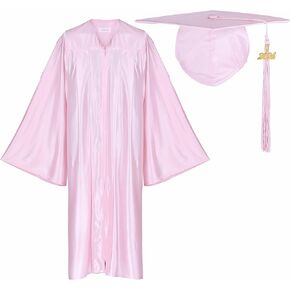 Adult Shiny Graduation Cap and Gown Tassel Set for High School & Bachelor