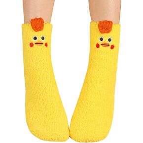 OVOV 1 Pair Women's Winter Warm Sleep Socks Coral Fleece Fuzzy Animal Patterns Cute Floor Socks