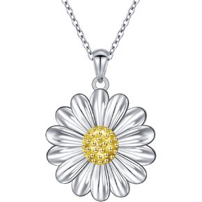 S925 Sterling Silver Floral Jewellery Flower Pendant Necklace for Women Birthday Gift