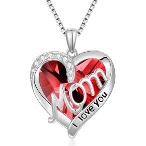 TOUPOP Gifts for Mom Sterling Silver Heart Mom Necklace Jewelry Gifts for Women Daughter Christmas Birthday