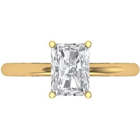 1.85 ct Brilliant Radiant Cut Stunning Flawless Clear Simulated Diamond 18K Yellow Gold Solitaire Anniversary Promise ring