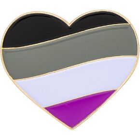 Asexual Lapel Pin Enamel Made of Metal Souvenir Hat Men Women Patriotic (Asexual Flag Inside Heart Pin)