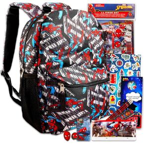 Marvel Spiderman Backpack Set - 10+ pc Spiderman School Bundle with Backpack, Pencil Bag, More (Marvel Spiderman School Supplies)