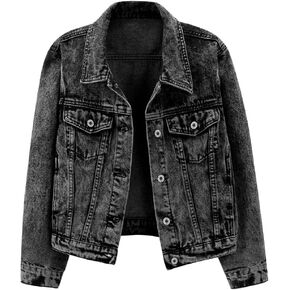 Kedera Womens Basic Button Down Vintage Black Long Sleeves Denim Jean Jacket Jacket for Women in Kuwait