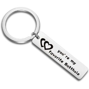 Funny Couple Keychain You Are My Favorite Butthole Valentines Day Gift for Boyfriend Girlfriend Couple (funny keychain)