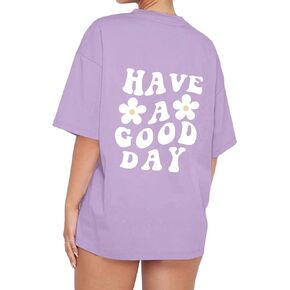 Meladyan Women’s Oversize Graphic Printed T-Shirts Short Sleeve Drop Shoulder Round Neck Loose Tee Shirt Tops