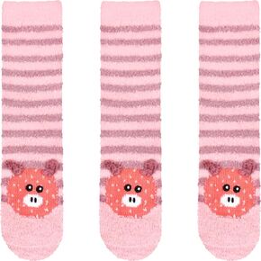 BambooMN Super Soft Warm Cute Furry Animal Non-Slip Fuzzy Cozy Fluffly Crew Winter Home Socks, Value Pack