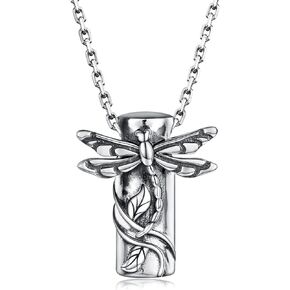 Sterling Silver Dragonfly Urn Necklace for Ashes - 925 Cremation Dragonfly Memorial Keepsake Jewelry Gifts for Women Loss Loved One