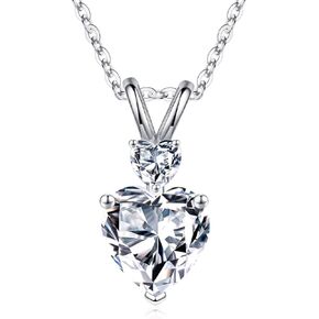 925 Sterling Silver Birthstone Necklace, 1.2 Ct Genuine or Created Heart Birthstone Necklace Anniversary Valentines Day Gifts for Her Mothers Day Christmas Birthday Gifts for Women Girls Jewelry Gifts