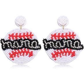 Baseball Mama Earrings Baseball Football Basket Soccer Softball Volleyball Mom Rhinestone Crystal Beaded Dangle Earrings Hypoallergenic Fun Game Day Sports Earrings for Mom ,Unique Mother’s Day Gift for Ball Moms