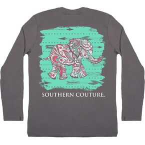 تي شيرت Southern Couture SC Classic Paisley The Elephant on Longsleeve نسائي كلاسيكي مناسب - فحمي in Kuwait