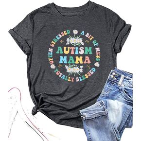 Autism Mama Shirt Women Be Kind Autism Awareness Shirt Mental Health Tees Inspirational Short Sleeve Tee Tops