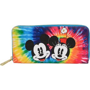Loungefly Disney Mickey Minnie Mouse Tie Dye Faux Leather Wallet Zip Around Clutch