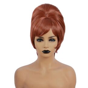 50S Retro Short Black Beehive Wigs Halloween Costume Cosplay Party Wig for Women