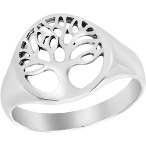 AeraVida Flourishing Tree of Life .925 Sterling Silver Ring | Tree of Life Ring | Sterling Silver Ring for Women | Tree of Life Sterling Silver Ring Jewelry Adjustable