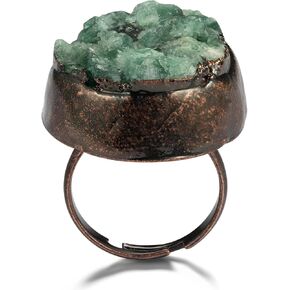Natural Green Quartz Healing Crystal Stone Adjustable Open Ring Gemstone Ring Handmade Jewelry in Saudi Arabia