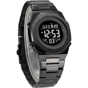 Men's Wrist Watches Stainless Steel Digital Watch Men, Hexagon Designer Watch for Men, Waterproof Watch with Alarm Date & Light