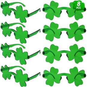 8 Pairs St. Patrick's Day Shamrock Sunglasses Green Glasses Clover Eyewear Accessories for St Patricks Party Favor Decorations, Party Props and Supplies