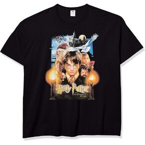 Harry Potter Men's Sorcerer's Stone Poster Short Sleeve Tee Shirt, Black, Large