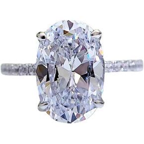 FLYYQMIAO 925 Silver 3CT Engagement Rings Oval Cut Cubic Zirconia CZ Wedding Promise Rings for Her Stunning Bands Anniversary Solitaire CZ Simulated Diamond Ring for Women Size 6-10
