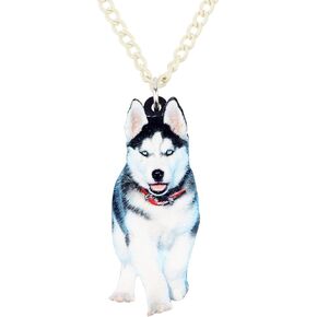 Acrylic Novelty Handsome Siberian Husky Necklace Dog Pendant Pet Jewelry for Women Girls Charm Party Gifts in Saudi Arabia