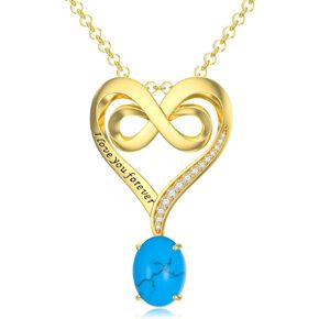 Sterling Silver Gold Plated Turquoise Pendant Necklace Gold Turquoise Jewelry Gifts for Women Girls