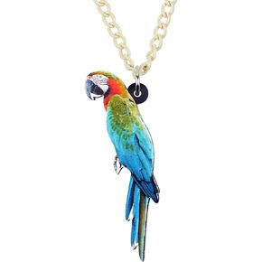 DUOWEI Acrylic Green-cheeked Macaws Parakeet Parrot Bird Necklace Tropical Bird Pendant Jewelry for Women Girls Spring Summer Girls (Blueness)