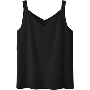 قميص IIG نسائي من الشيفون ذو طبقات مزدوجة ريترو مثير ورقبة على شكل حرف V بدون أكمام وقميص فضفاض in Kuwait