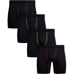 Reebok Men''s Underwear - Performance Boxer Briefs (4 Pack) (BlackBlackBlackBlack, Medium)''