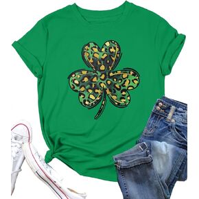 MAIHUN St. Patrick's Day Shirts Womens St. Paddys Day Shamrock Tshirt Green Clover Short Sleeve