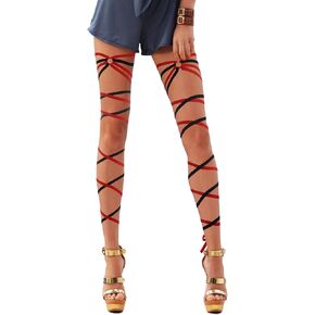 Lorealri Blue/Red Leg Wraps Rave Elastic Garter with O Ring Rave Outfits Festivals Exotic Costume for Women and Girls in Kuwait