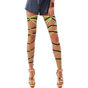 Lorealri Blue/Red Leg Wraps Rave Elastic Garter with O Ring Rave Outfits Festivals Exotic Costume for Women and Girls