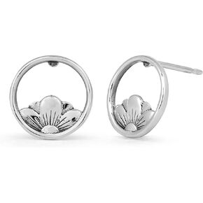 Boma Jewelry Sterling Silver Open Circle Flower Stud Earrings